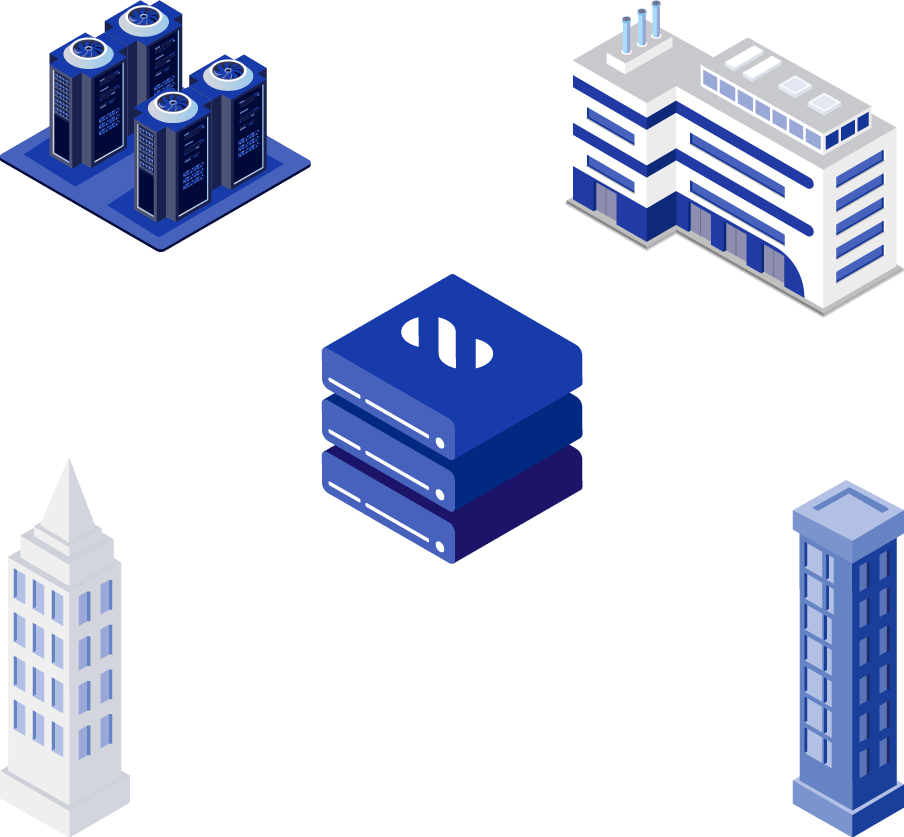 Illustration of interconnected buildings